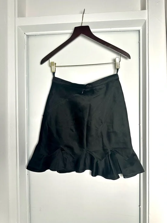 Alaïa Paris Black Flare Skirt Silk Structured Hem Designer Vintage - Picture 2 of 4